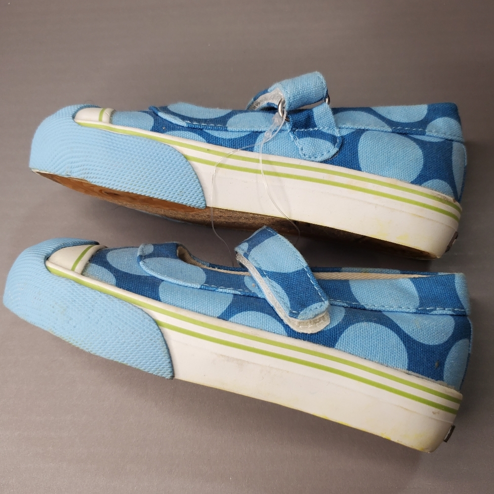 Morgan & Milo Girls Canvas Polka Dot Blue Shoes 8.5 - Picture 6 of 9
